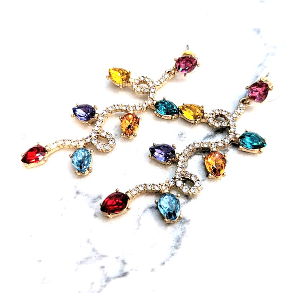 HOLIDAY LIGHTS Long Gold Dangle Post Earrings for Christmas NEW Gift - Picture 6 of 8